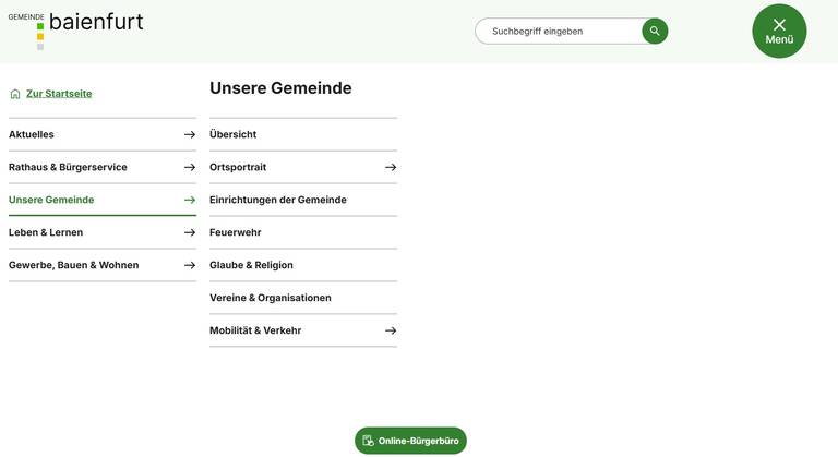 Menü offen - Bereich Unsere Gemeinde